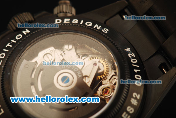 Rolex Daytona Chronograph Swiss Valjoux 7750 Automatic Movement PVD Case with Blue Dial and White Markers - Click Image to Close